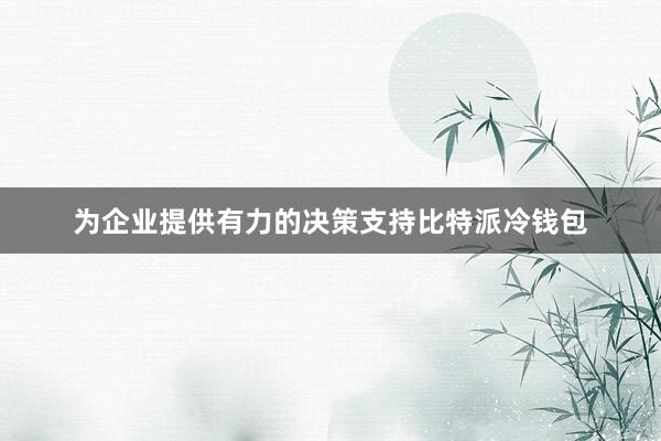 为企业提供有力的决策支持比特派冷钱包