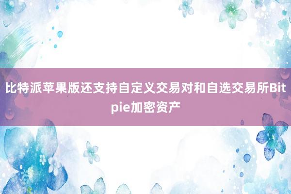 比特派苹果版还支持自定义交易对和自选交易所Bitpie加密资产