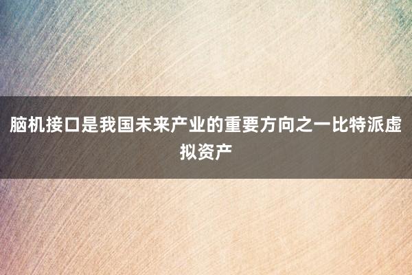 脑机接口是我国未来产业的重要方向之一比特派虚拟资产