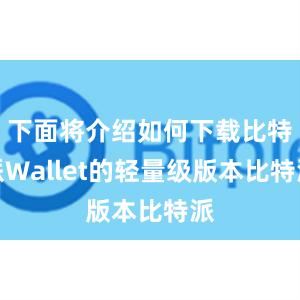 下面将介绍如何下载比特派Wallet的轻量级版本比特派